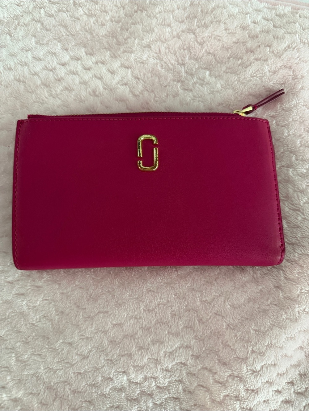 Marc Jacobs Zip-Around Wallet in Deep Pink with Gold Hardware